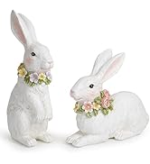 Hodao Spring Garden Patio Bunny Figurine Set (2pcs) The Perfect Accent for a Wonderful Garden-Eas...