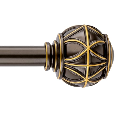 Curtain Rods for Windows 18 to 120 Inches,Adjustable Decorative Drapery Rods,Heavy Duty Curtain Rod with Netted Ball Finials 18"-120" Coffee Gold