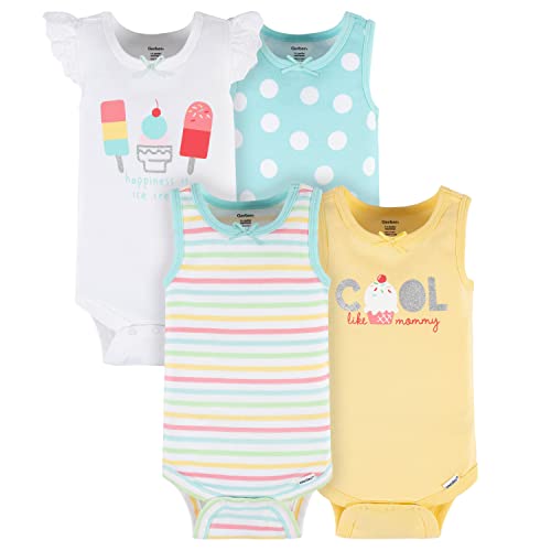 Image of Gerber Baby Girls Multi-Pack Sleeveless Onesies Bodysuit