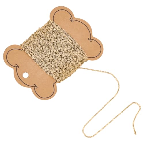 UNICRAFTALE Catene per Collane in Oro da 10m Larghezza 1.5mm 304 catenelle in Acciaio Inossidabile Cordolo Saldate Catene Coreane in Metallo Catene A Maglie di Estensione A Bobina per DIY Gioielli