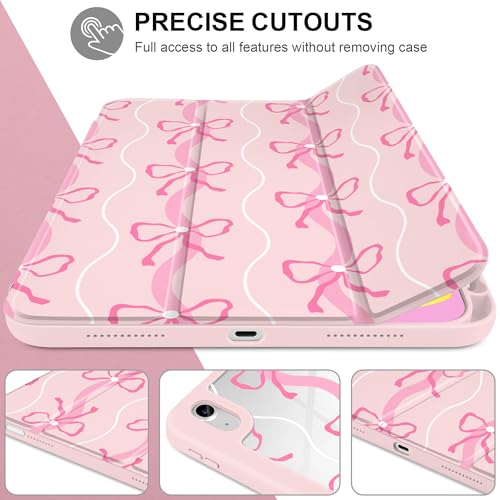 MEEgoodo Case for iPad A16 11th Generation 11 inch 2025/10th Gen 10.9 inch 2022, Cover with Clear Acrylic Back Shell,Tablet Case with Pencil Holder+Auto Wake/Sleep+ Stand, Romantic Bows & Wavy Ribbon by MEEgoodo - Used condition - Image 6