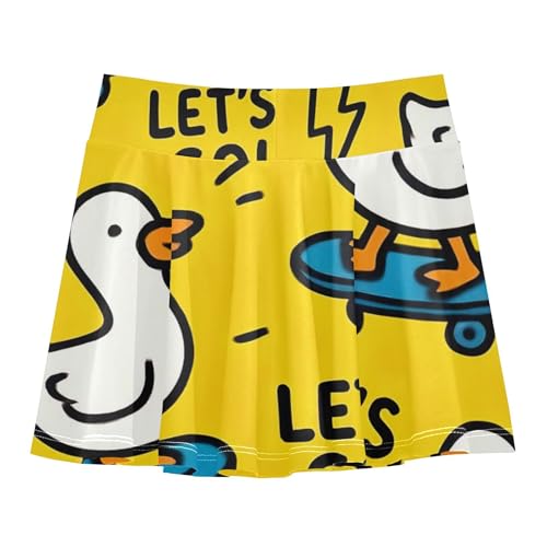 Tennis Skirts Kids Cute White Ducks Yellow Girls' Shorts Athletic Skorts Gymnastics Little Girl 4t2