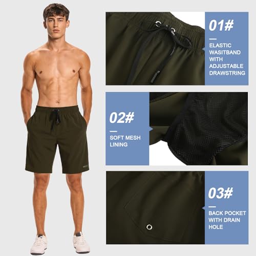 Image of HOdo Mens Swim Trunks with Mesh Liner 9 inch Quick Dry Swim Shorts Bathing Suits for Men Swimwear Board Shorts wiht Pockets