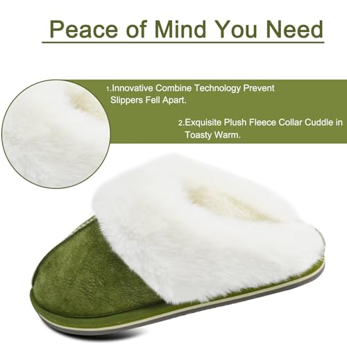 KuaiLu Womens Fluff Dual Memory Foam Slippers Ladies Cozy Arch Support Warm Scuff Slippers Slip on Comfy Winter House Shoes with Non-Slip Indoor Outdoor Hard Sole3
