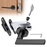 Magnetic Auto-Lock Invisible Door Lock,Hidden Handle,Mini Keyhole, Single-Sided Hidden Design,Aluminum Alloy for Invisible Doors/Bookshelf Doors/Secret Rooms (1, Black)