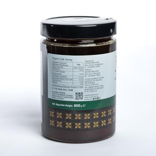 Helmos Griechischer Bio Eichenhonig 800 g – Dunkler Waldhonig, naturbelassen aus Griechenland
