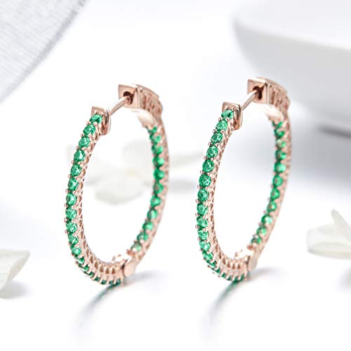Boucles d'oreilles argent 925 avec oxyde de zirconium vert éclatant - 5