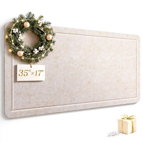 Bulletin Board, 35 X 17 inches Decorative Felt Cork Board Alternative with Pushpins, Foldable Felt Notice Pin Board Photo Display Board for Office Home School Wall