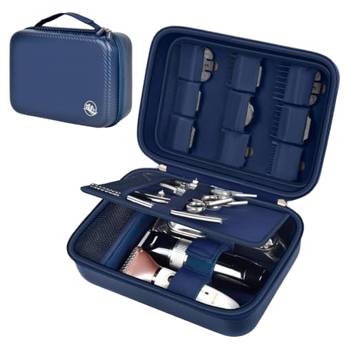 Boobowl Haarschneider Zubehör Tasche für Clipper und Zubehör, Men Hair Trimmer Box, Portable Clipper Aufbewahrungshalter für Haarschneiden, Guard Grooming Kit und Barbers Set (Nur Box) - (Blau)