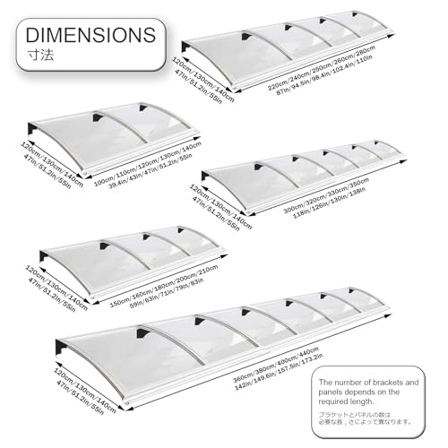 Toldo exterior de 120x220 cm para proteger la entrada principal de la lluvia 5
