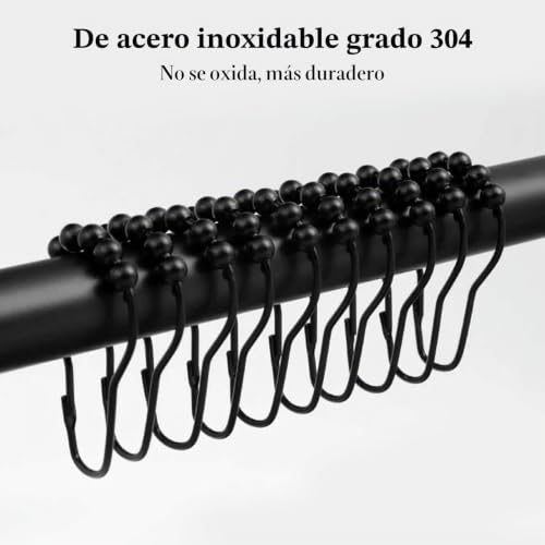 Miniatura 4 de Ganchos Cortina Ducha 12 Piezas Anillas Para Cortinas Ducha Ganchos Para Cortina De Ducha Acero Inoxidable Gancho Cortina Metal Con Sistema Deslizante Impermeable Para Ducha Anillos Metal Negro