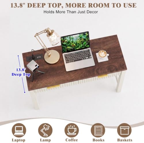 Cyclysio 32" Small Console Table with Charging Station & 2 Fluted Drawers - 5