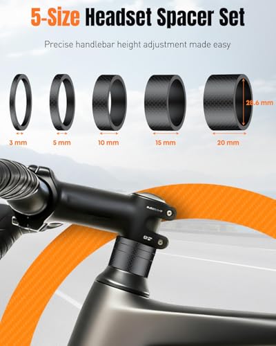 Pawfly Bicycle Headset Press Tool, Bike Headset Bearing Press-in Tool, Bike Headset Cup and Bottom Bracket Press Install Tool for Most BBS, with 1-1/8 Inch Carbon Fiber Headset Spacers (5 Sizes)