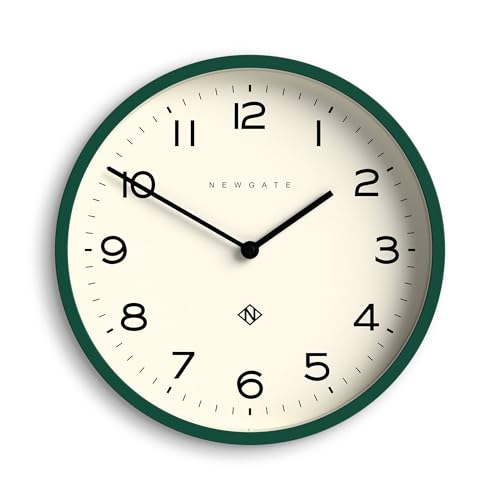 NEWGATE® Number Four Echo wall clock | Modern round clock | 30cm | Eden green | Easy to read numbers | Ideal for kitchen, living room or office