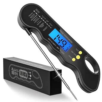 Instant Read Meat Thermometer - Digital Food Thermometer with Backlight, Waterproof, and Magnet for Grilling, Cooking, BBQ, Baking, and Candy Making