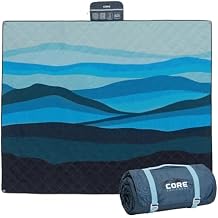 CORE Outdoor Weighted Blanket | Packable Waterproof Picnic Blanket, Beach Mat, Tent Camping Rug, Stadium Blanket | Large Portable 94" x 78" Quilt Design with Built-in Straps and Carry Handle