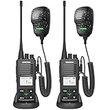 SAMCOM FPCN10A Long Range Two Way Radio with Waterproof Speaker Mic - Heavy Duty Walkie Talkies, 20 Channels UHF Radios, 3000mAh Battery for Construction Site, School Security & Warehouse(2-Pack)