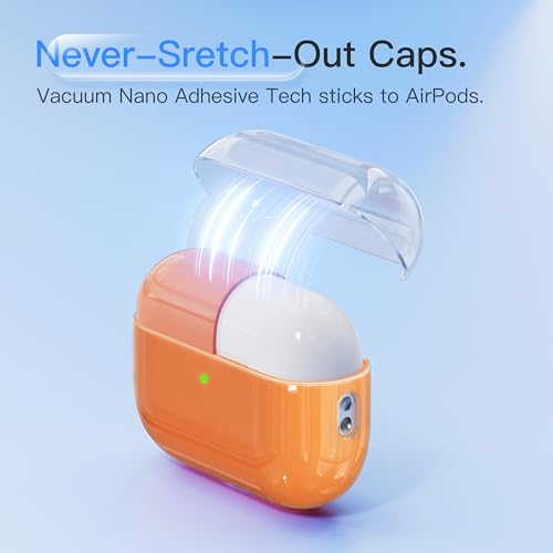 Case for AirPods Pro 3 Never-Sretch-Out DamonLight Shock-Proof Protective Semi Hard Silicone Case Compatible with Apple Airpods Pro 3rd Generation (Orange) by DamonLight - Image 3