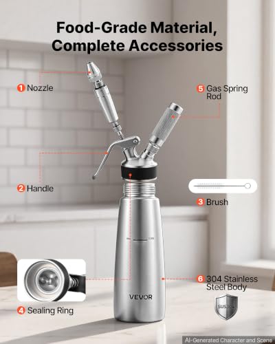 Image of VEVOR Nitro Cold Brew Coffee Maker 17 oz Nitrogen Dispenser System, Home Brew Coffee Keg, Portable Nitrogen Infuser with Dispenser and Pressure Relieving Valve, Gift for Coffee Lovers