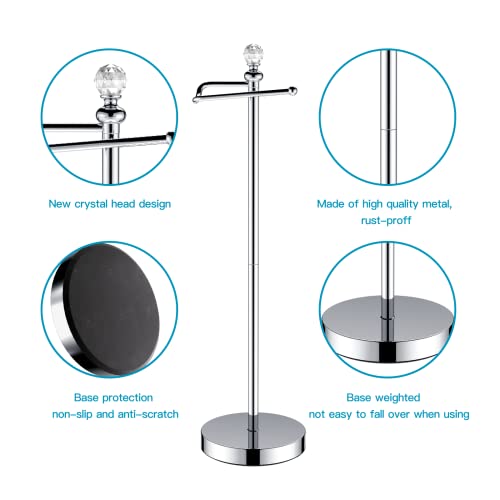 ROLABAM Toilet Paper Holder (with Crystal Head) Free Standing Toilet Paper Holder Stand for Bathroom Total Height 24.4" with Reserve Function ，Chrome Finish by ROLABAM - Image 6