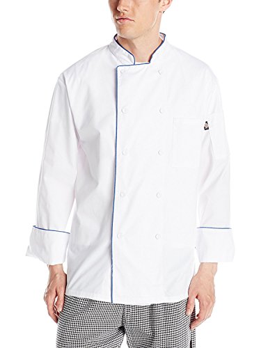 Dickies Men's Long Sleeve Cool Breeze Coat, White/W Royal Piping, Medium