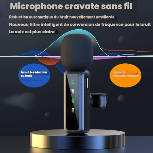 kinmaizi Microphone cravate sans fil 3 en 1, pour iPhone, Android, iPad, pour enregistrement vidéo, streaming, interview, vlog, TikTok, YouTube – vue 4