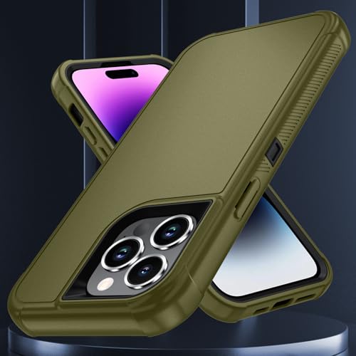 Image of SunStory Compatible with iPhone 14 Pro Max Case with HD Screen Protector, 3-Layer Heavy Duty Full-Body Cover,3 in 1 Hybrid Protective Case for iPhone 14 Pro Max 6.7 inch, ArmyGreen