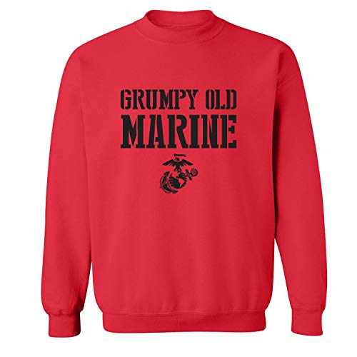 Zerogravitee PA-5529-CR-RED_MEDIUM_RED Grumpy Old Marine Crewneck Sweatshirt In Red cover