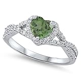 CHOOSE YOUR COLOR Sterling Silver Heart Halo Promise Ring