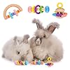 MEWTOGO 3 Pcs Wooden Bunny Toys – Safe Rabbit Toys, Bite-Resistant Guinea Pigs Toys for Chinchillas Hamsters Small Animals Playing Teeth Grinding Indoor Outdoor