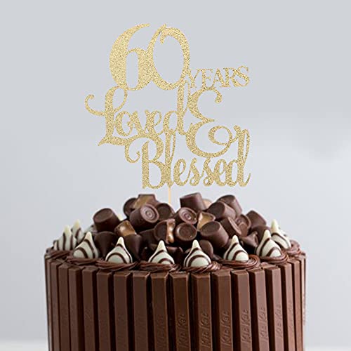 Golden 60 Years Love Blessed Cake Topper - 60Th Birthday Cake Topper,Happy 60Th Birthday Cake Topper,60 Cake Topper Gold,60Th Anniversary Cake Topper,60Th Cake Topper Party Decorations #TOP2