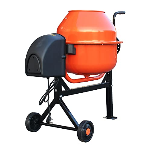 Panana 63 Litre Electric Cement Mixer, 250W Mortar Portable Concrete Mixing Machine with Wheels and Stand for Cement, Stucco, Seeds and Fodder, 230V, 50Hz, 30RPM (Orange) - Image 2