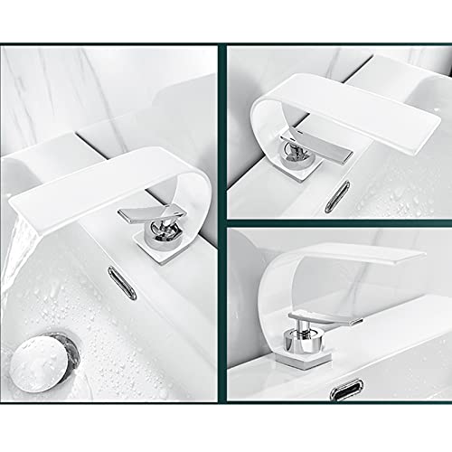 Mitigeur de lavabo en laiton massif blanc, robinet cascade de luxe durable