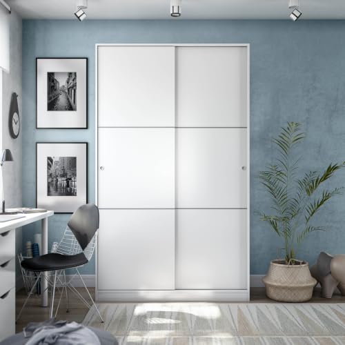 Miniatura 2 de Habitdesign Armario 2 Puertas Correderas, 200x120x50 Altoxanchoxfondo - En Cm , Armario Dormitorio, Barra De Colgar Y Estantes, Color Blanco Brillo
