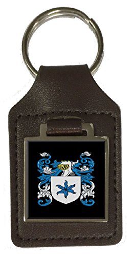 Porte-clés en cuir marron suspendu blason de famille de foin durable pour homme et femme