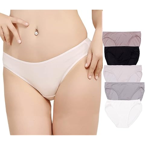 LingDooo Women 5Pairs Pure Natural Silk Panties Very Soft Thin Briefs Breathable Smooth Healthy Bikini Underwear (XS, Style#2) Cover