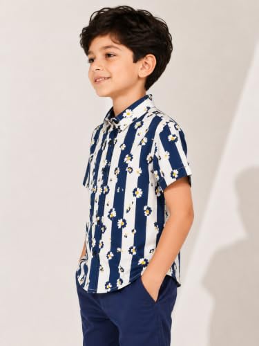 Image of RICH COPPER Fashionable Cotton Printed Half Sleeve Casual Shirt for Men Featuring Lightweight Fabric and Modern Design