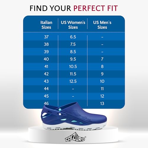 Image of CALZURO Rebel Work Clogs with Integrated Heel Strap - Autoclavable Italian Professional Shoes - Slip Resistant Clogs with Adjustable T-Close System - Professional Shoes for Men and Women