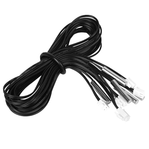 Ransanx 10K B3950 Temperatursensorsonde, 6 Stück, 1 Meter, wasserdicht, Edelstahl, NTC-Temperatursensorsonde, digitales Temperaturtransmitter-Verlängerungskabel mit JST XH2,54 mm-Schnittstelle
