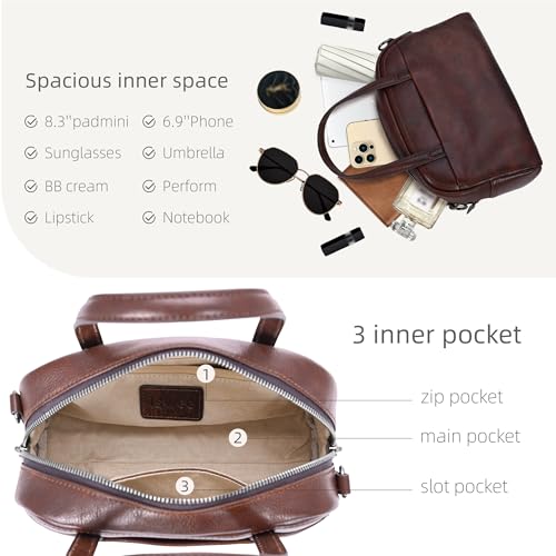 Image of Iswee Genuine Leather Purses for Women Shoulder Handbags Designer Hobo Crossbody Purse Top Handle Purse