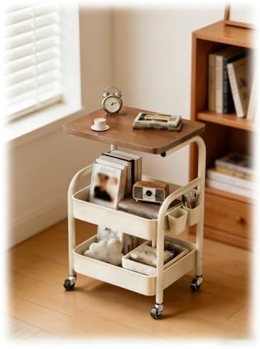 Multi-Purpose Rolling Utility Cart on Wheels - Metal Organizer Trolley for Kitchen, Bathroom, Craft Room & Living Room - Black, 17.32"x11.81"x30.31"