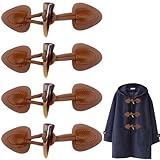 YAZWUR 4 Paia Alamari in Pelle, Bottoni per Dufflecoat e Cappotti in Camoscio, Ideali per Donna e Uomo, Cucito, Merceria, Fai da Te e Decorazioni (Kaki/Marrone Chiaro)