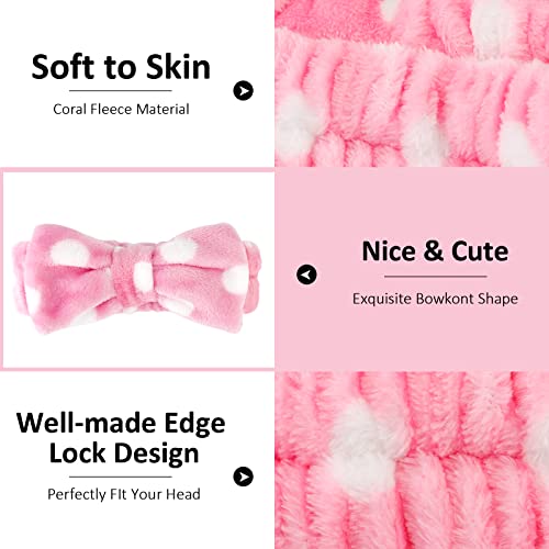 Amcami 8 Pack Spa Headband For Women, Makeup Headband Coral Fleece Non-Slip Bow Hair Band For Washing Face Facial Mask Shower Headband For Women Girls #TOP2