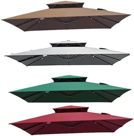 10x10ft Cantilever Umbrella Replacement Canopy - Square Double Top Layer Outdoor Parasol Cover for Market, Garden, Deck, Patio - UV Protection, Waterproof, Fade Resistant
