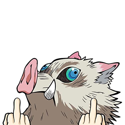 2 Pack De-mon Slay-er Inosuke Middle Finger Peeker- Peeking Funny Car Decals Stickers for Women Men Van Trucks Motorcycle Laptop Decals Vinyl Waterproof Sticke Anime Window Trunk Bumper Decal DIY