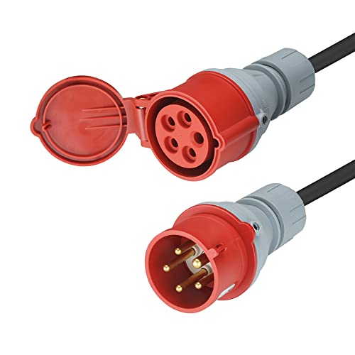 CEE Verlängerungskabel 0,5m Starkstromkabel H07RN-F 5G 2,5mm² 400V 16A, 5-polig CEE-Verlängerung mit Phasenwendestecker, IP44 Starkstrom-Verlängerung für Baustelle, Industrie, Außenbereich