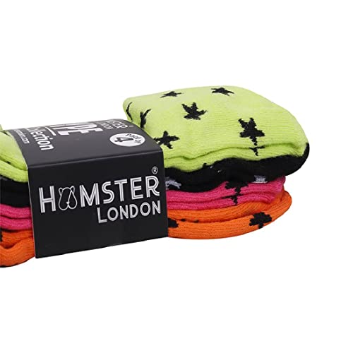 Image of HAMSTER London Multicolored Printed Cotton Socks Combo Pack of 4, Size 7-12 (Free Size)