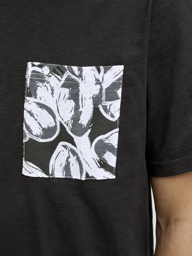 JACK & JONES Jorsplit AOP Pocket Tee SS Crew Neck, Noir, XL