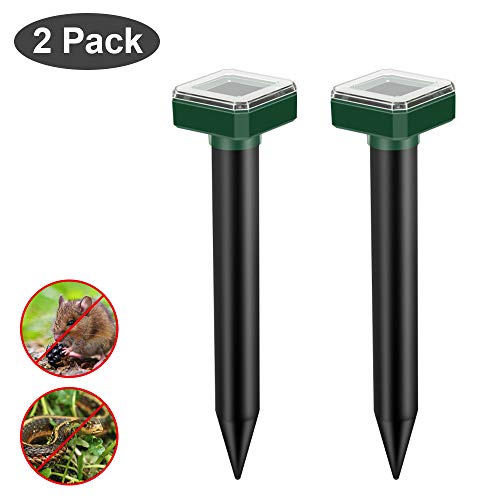 Preisvergleich Produktbild Etmury Solar Maulwurfabwehr, Ultrasonic Maulwurfschreck, Wühlmausvertreiber, Wühlmausschreck, Mole Repellent, Maulwurfbekämpfung mit IP56 für Den Garten (2 Stück)