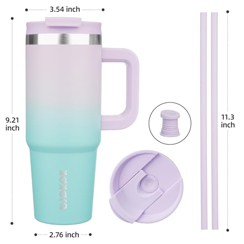 Image of BJPKPK Tumbler With Handle 30 oz Stainless Steel Insulated Tumbler With Lid And Straw For Water Or Ice Coffee,Lavender Green